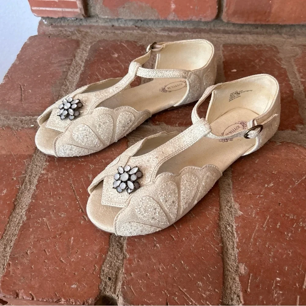 Joyfolie Mari Studded Flats in Silver Sz 5 Years Girls Youth